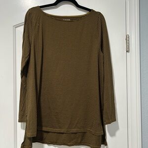 Eileen Fisher Brown Relaxed Top with Boat Neckline